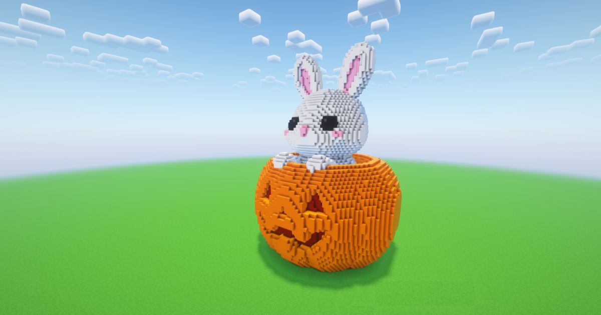 Minecraft Halloween Pumpkin Rabbit Statue preview 1
