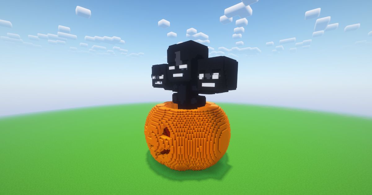 Minecraft Halloween Pumpkin Wither Statue preview 1