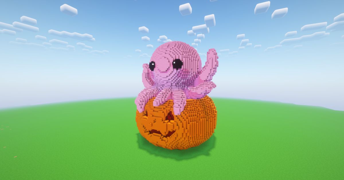 Minecraft Halloween Pumpkin Octopus Statue preview 1