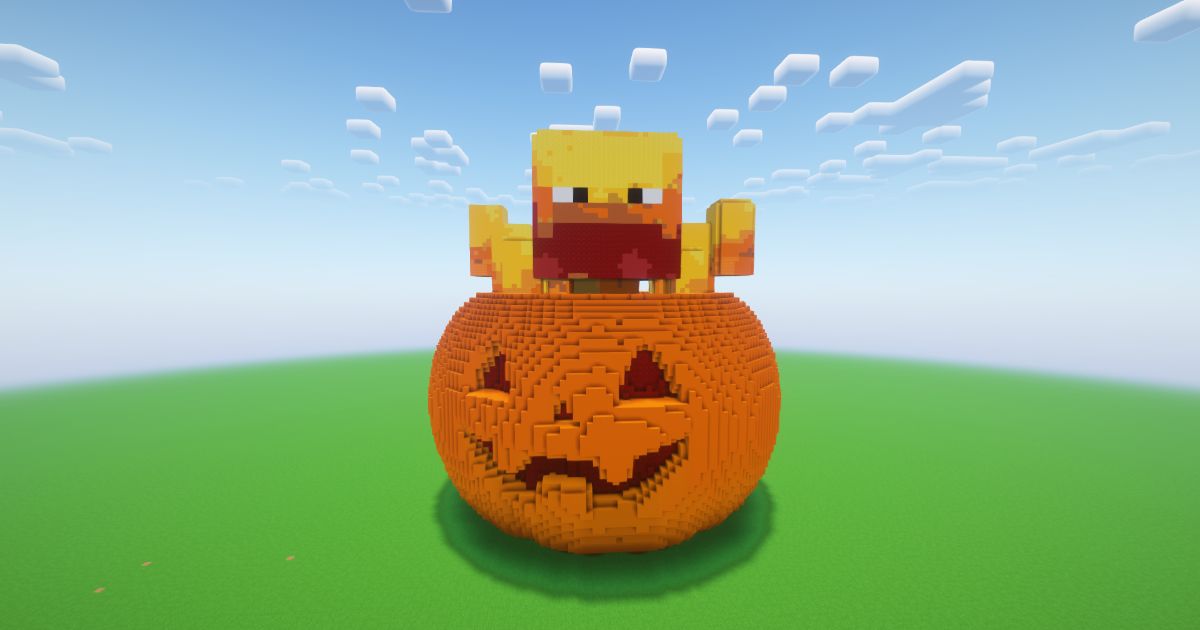 Minecraft Halloween Pumpkin Blaze Statue