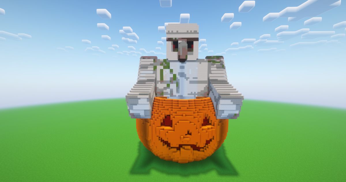Minecraft Halloween Pumpkin Iron Golem Statue