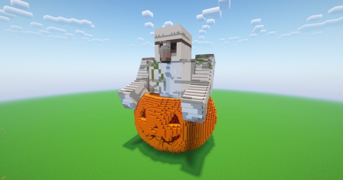 Minecraft Halloween Pumpkin Iron Golem Statue preview 1