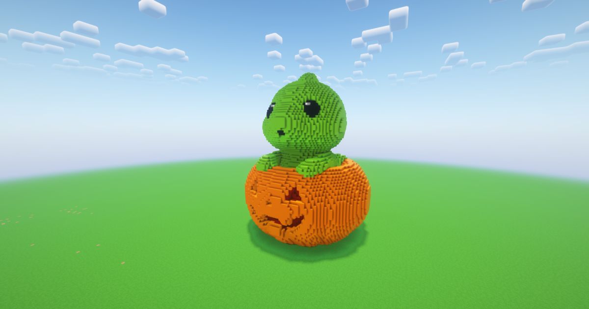 Minecraft Halloween Pumpkin Baby Dragon Statue preview 1