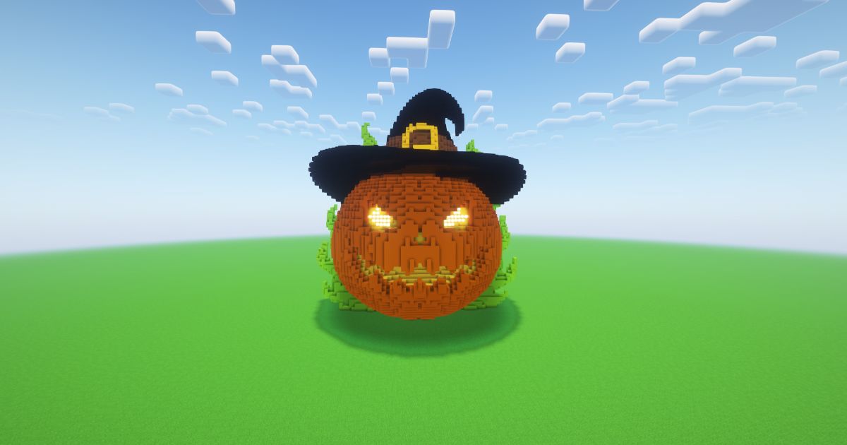 Minecraft Halloween Witch Pumpkin 3 Statue