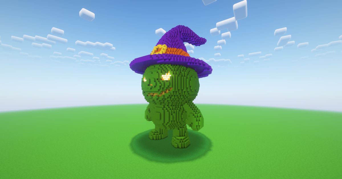 Minecraft Halloween Green Pumpkin Statue preview 1