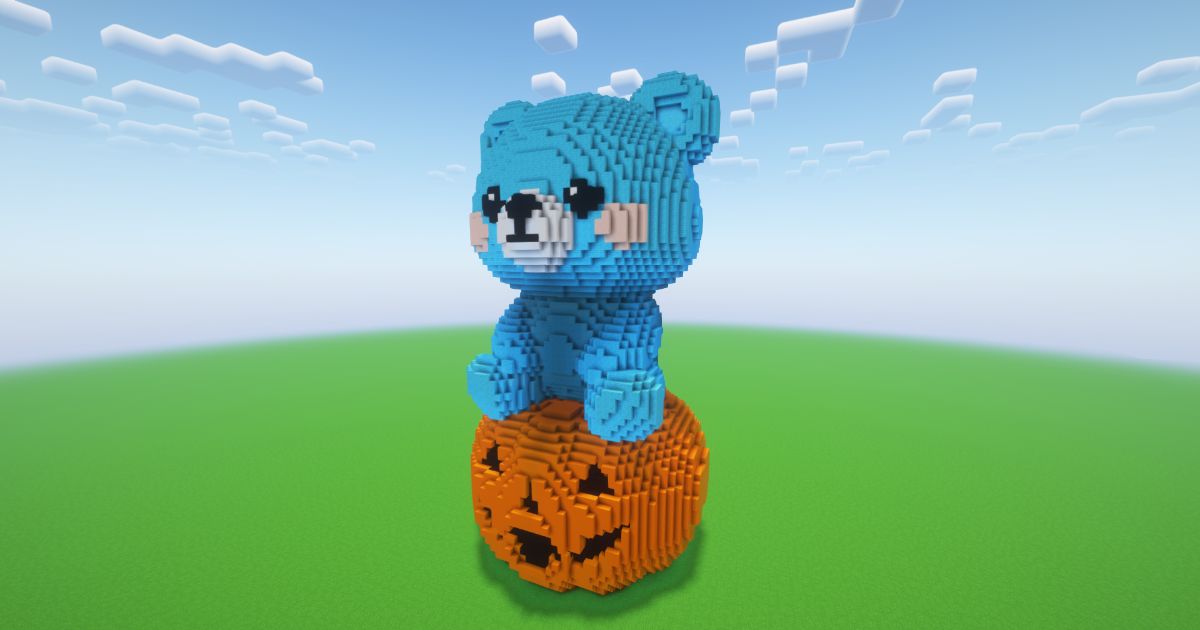 Minecraft Halloween Pumpkin Bear 2 Statue preview 1