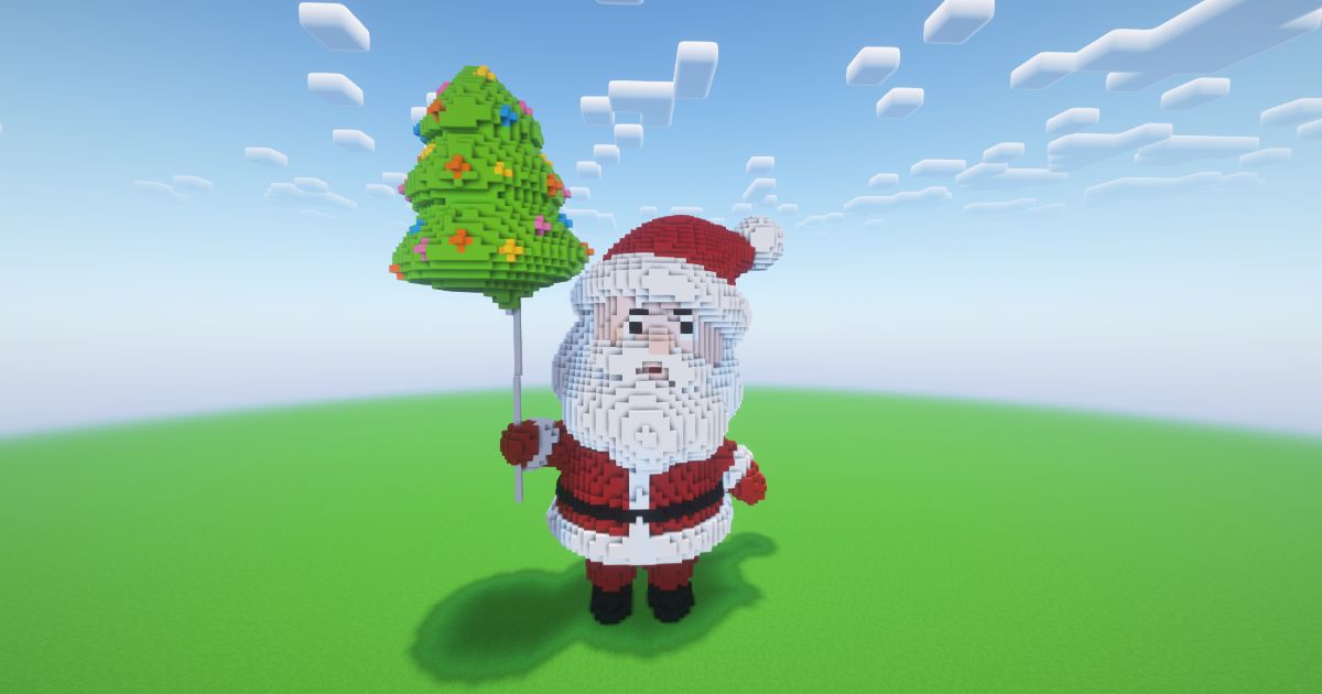 Minecraft Christmas Santa Claus 2 Statue