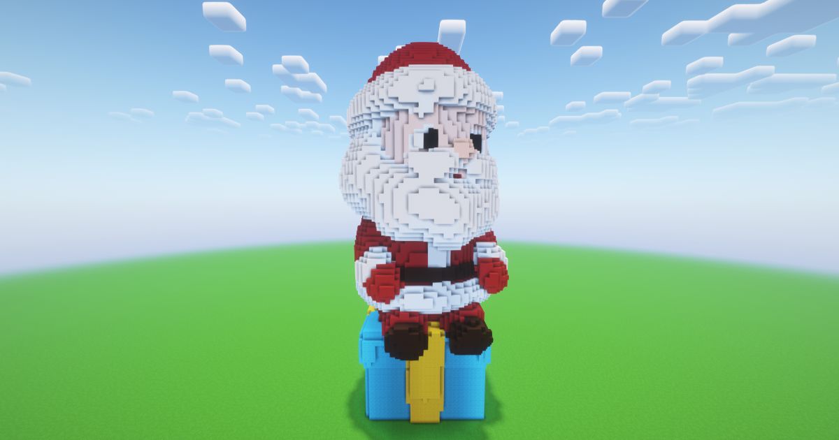 Minecraft Christmas Santa Claus 3 Statue