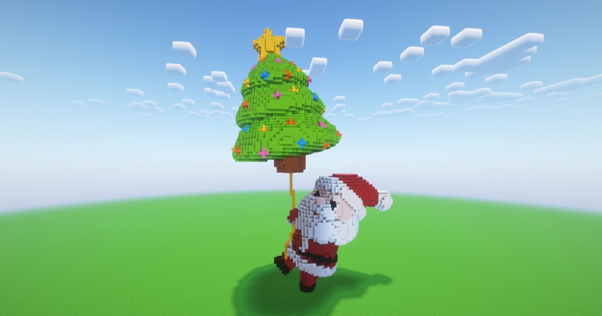 Minecraft Christmas Santa Claus 4 Statue