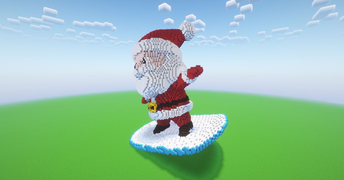 Minecraft Christmas Santa Claus Surf Statue preview 1