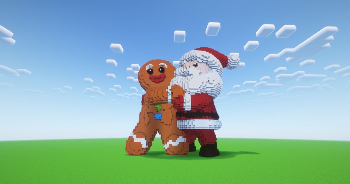 Minecraft Christmas Santa Claus & Gingerbread Statue preview 1