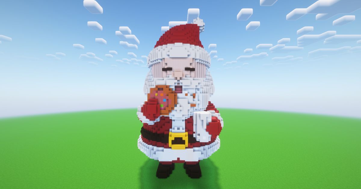Minecraft Christmas Santa Claus 6 Statue