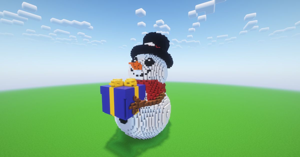 Minecraft Christmas Snowman 3 Statue