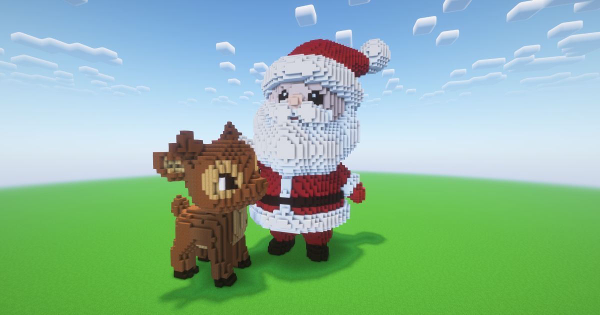 Minecraft Christmas Santa Claus 10 Statue