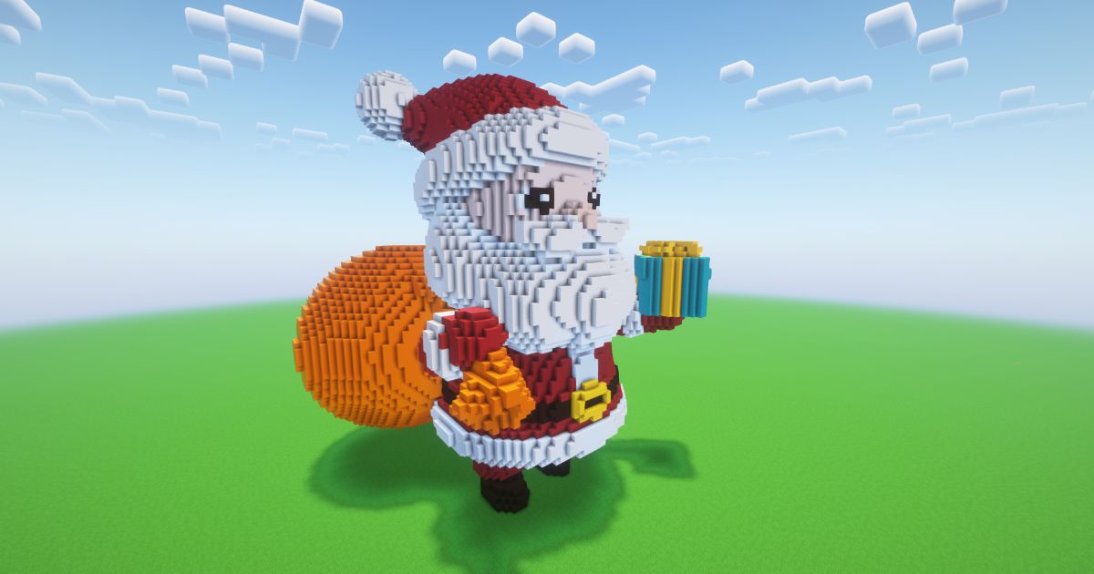 Minecraft Christmas Santa Claus 11 Statue