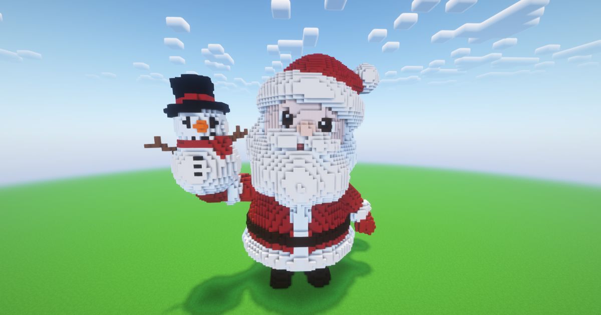 Minecraft Christmas Santa Claus 12 Statue