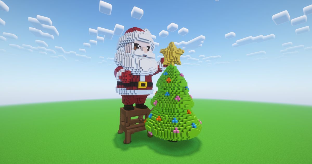 Minecraft Christmas Santa Claus 14 Statue