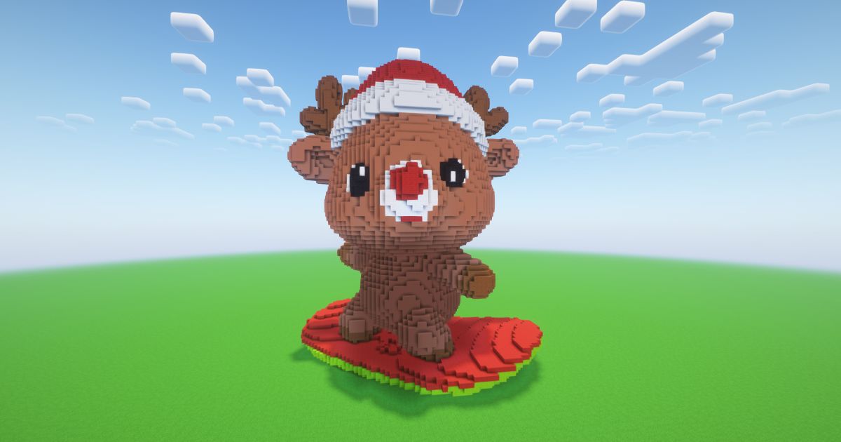 Minecraft Christmas Reindeer Statue