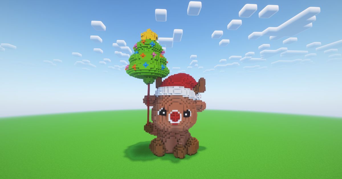 Minecraft Christmas Reindeer 2 Statue