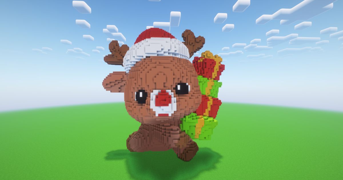 Minecraft Christmas Reindeer 6 Statue