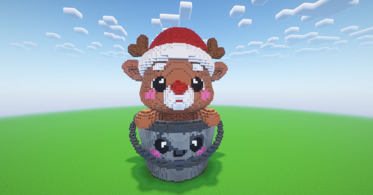 Minecraft Christmas Reindeer 7 Statue