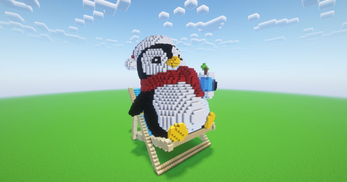 Minecraft Christmas Penguin Beach Statue