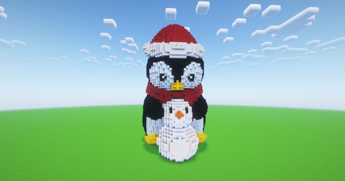 Minecraft Christmas Penguin 2 Statue