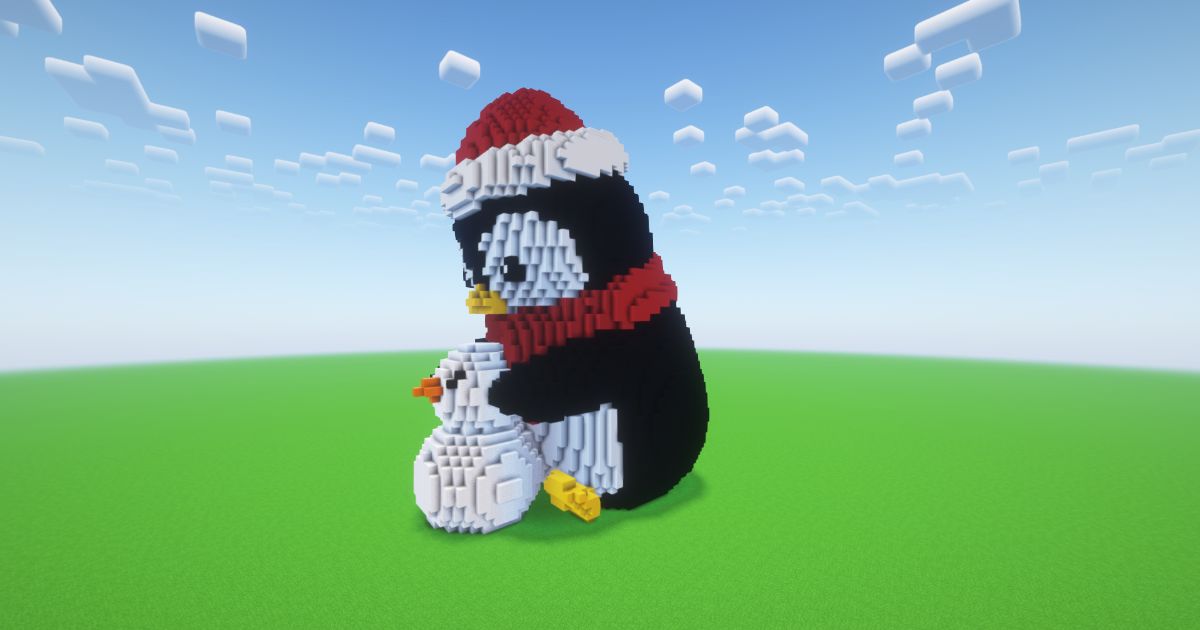 Minecraft Christmas Penguin 2 Statue preview 1