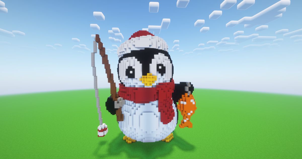 Minecraft Christmas Penguin 3 Statue