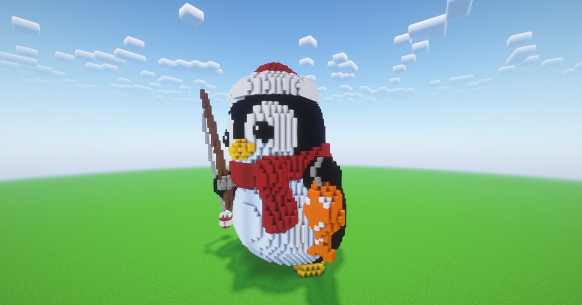 Minecraft Christmas Penguin 3 Statue preview 1