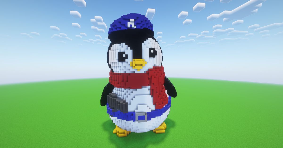 Minecraft Christmas Police Penguin Statue
