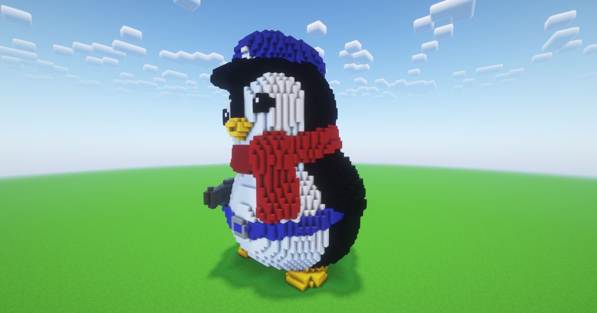 Minecraft Christmas Police Penguin Statue preview 1