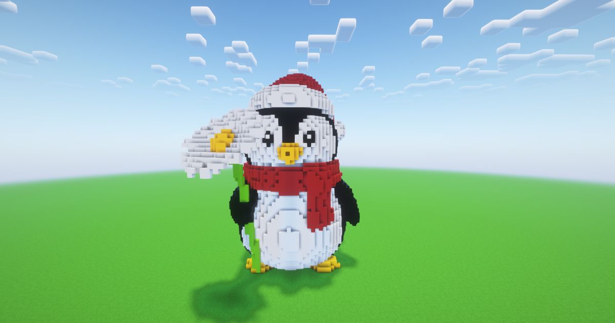 Minecraft Christmas Penguin 4 Statue