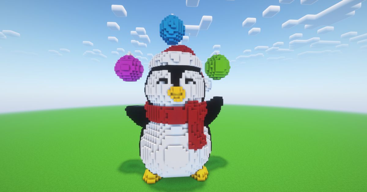 Minecraft Christmas Penguin 5 Statue