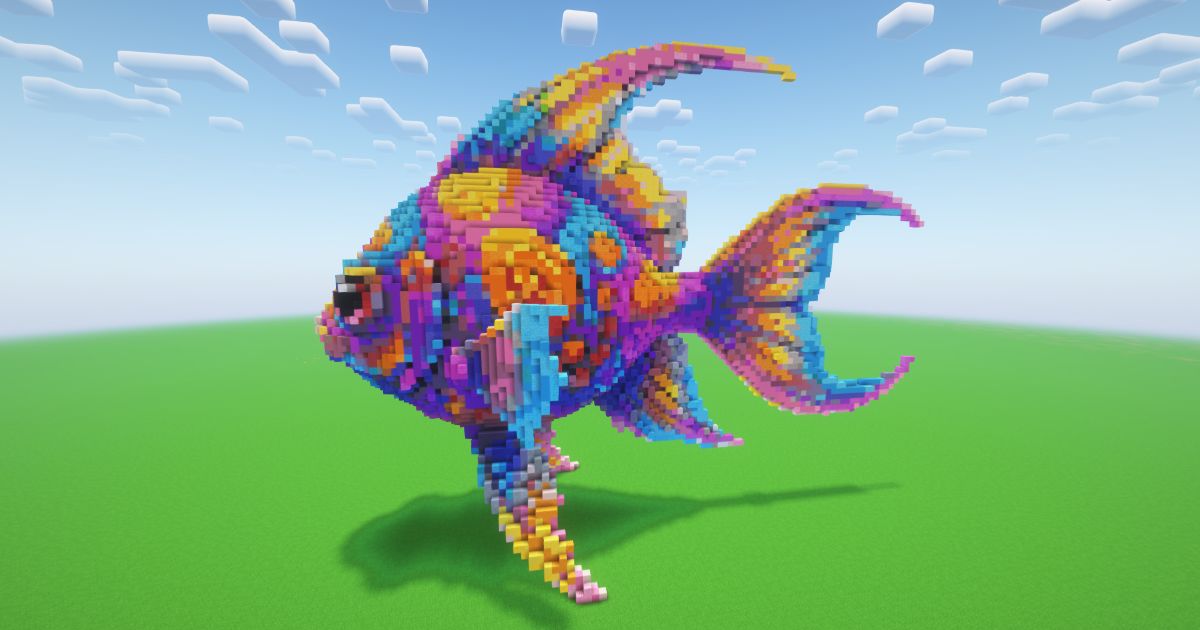 Minecraft Rainbow Fish Statue
