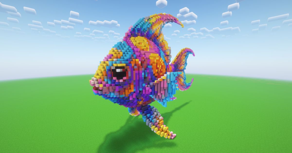 Minecraft Rainbow Fish Statue preview 1