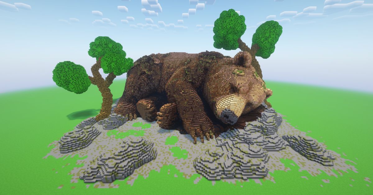 Minecraft Resting Bear Statue