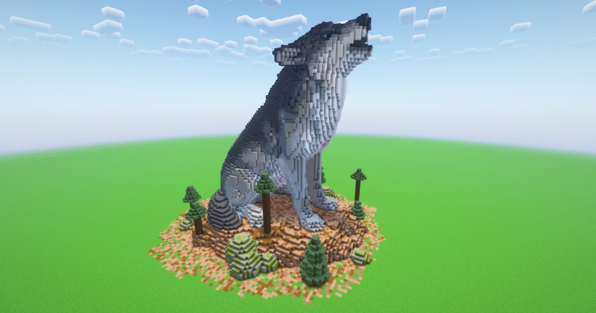Minecraft Wolf Statue