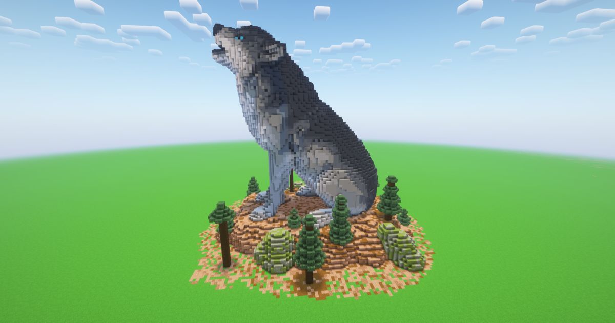 Minecraft Wolf Statue preview 1
