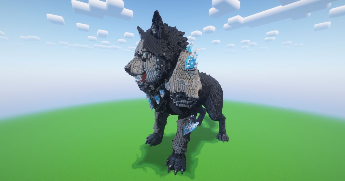 Minecraft Battle Wolf Statue