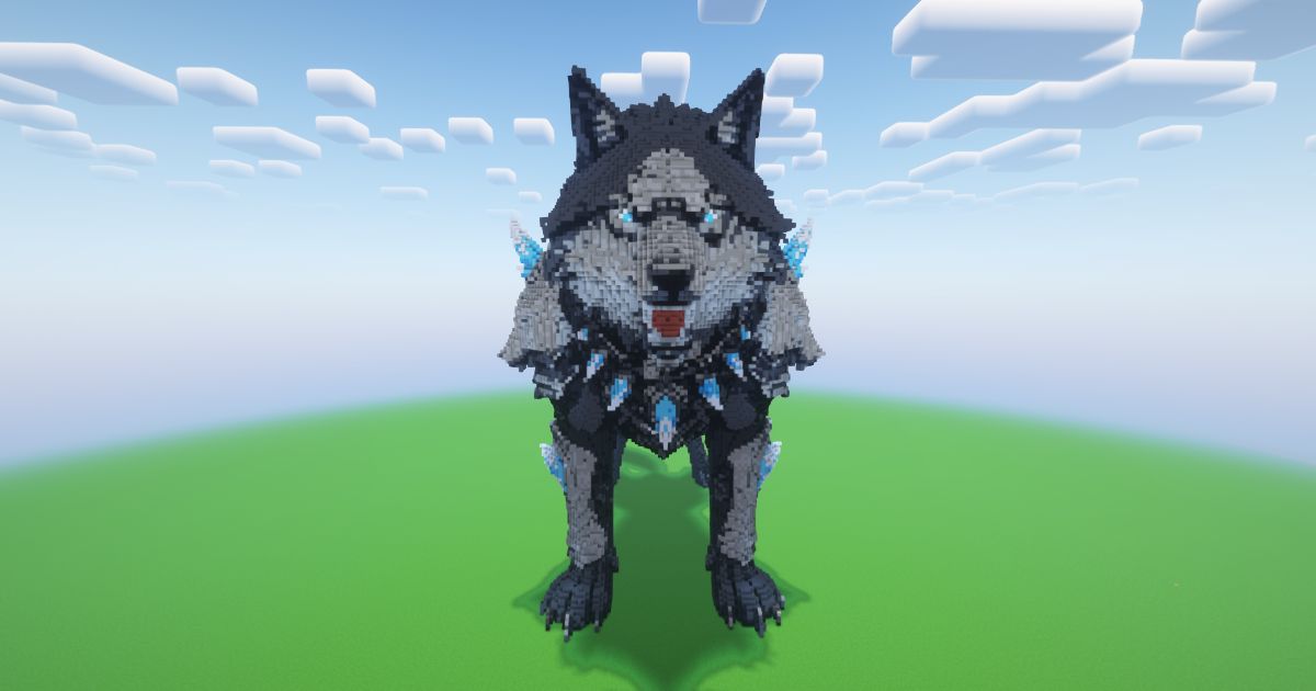 Minecraft Battle Wolf Statue preview 1