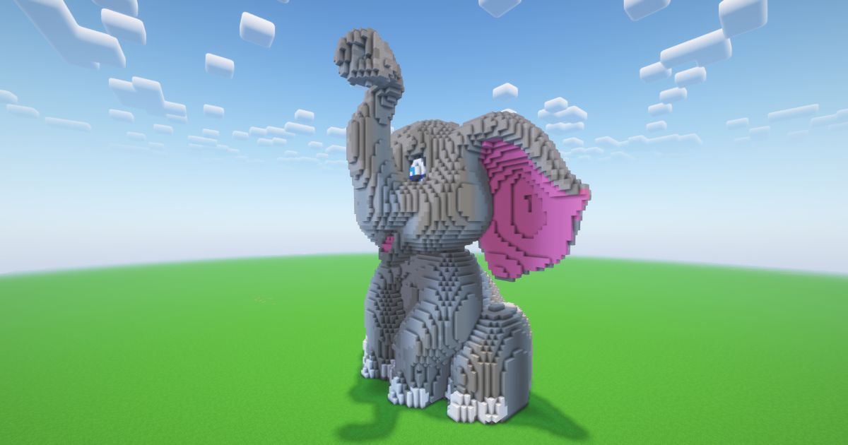 Minecraft Cute Elephant Statue preview 1