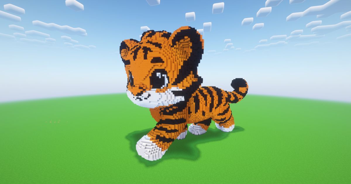 Minecraft Cute Tiger Statue