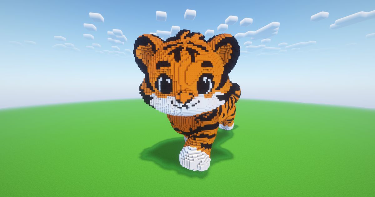 Minecraft Cute Tiger Statue preview 1