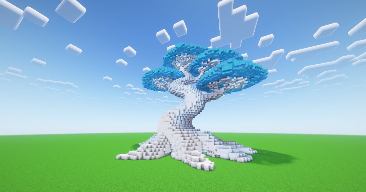 Minecraft Azure Bonsai Tree preview 1