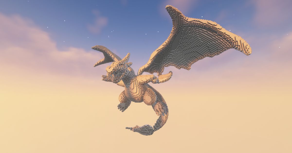 FREE Minecraft Pokémon Charizard Fort Statue preview 2