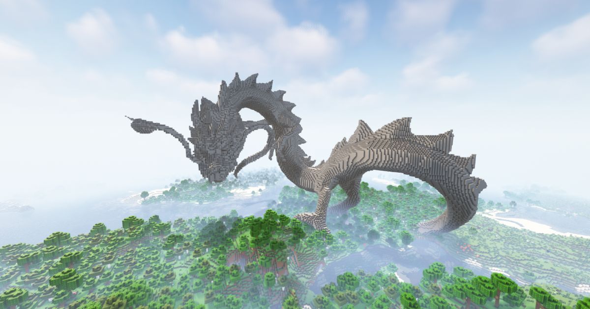FREE Minecraft Dragon Snake Chinese Statue preview 1
