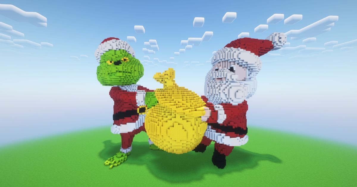 Minecraft Christmas Grinch Vs Santa Claus